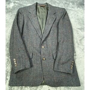 Vintage Nordstrom Blazer Men 38R Gray Red Plaid Twill Wool Sport Coat Jacket USA